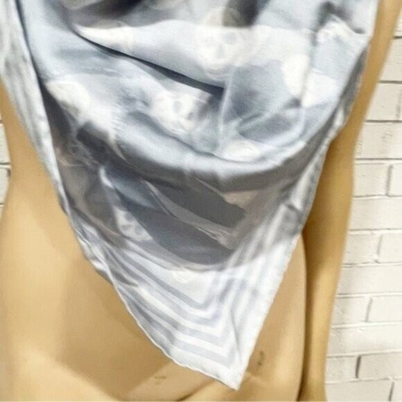 Alexander McQueen Graffiti Biker Skull Silk Scarf – 100% Silk Square – Luxury - Picture 5 of 6